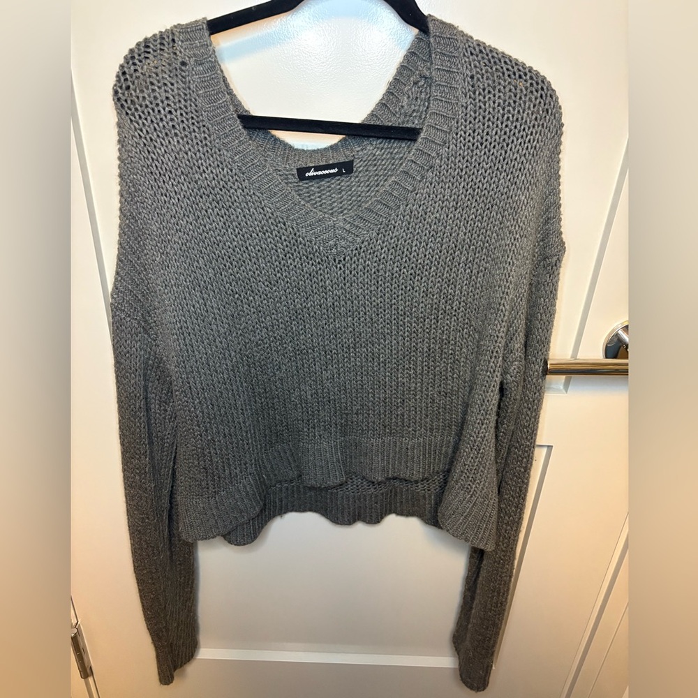 Olivaceous Charcoal V-Neck Sweater